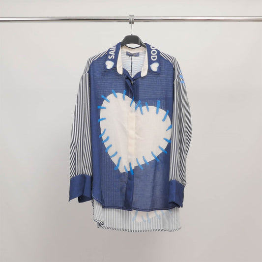 Chemise oversize imprimé cœur contrastant YCM25002