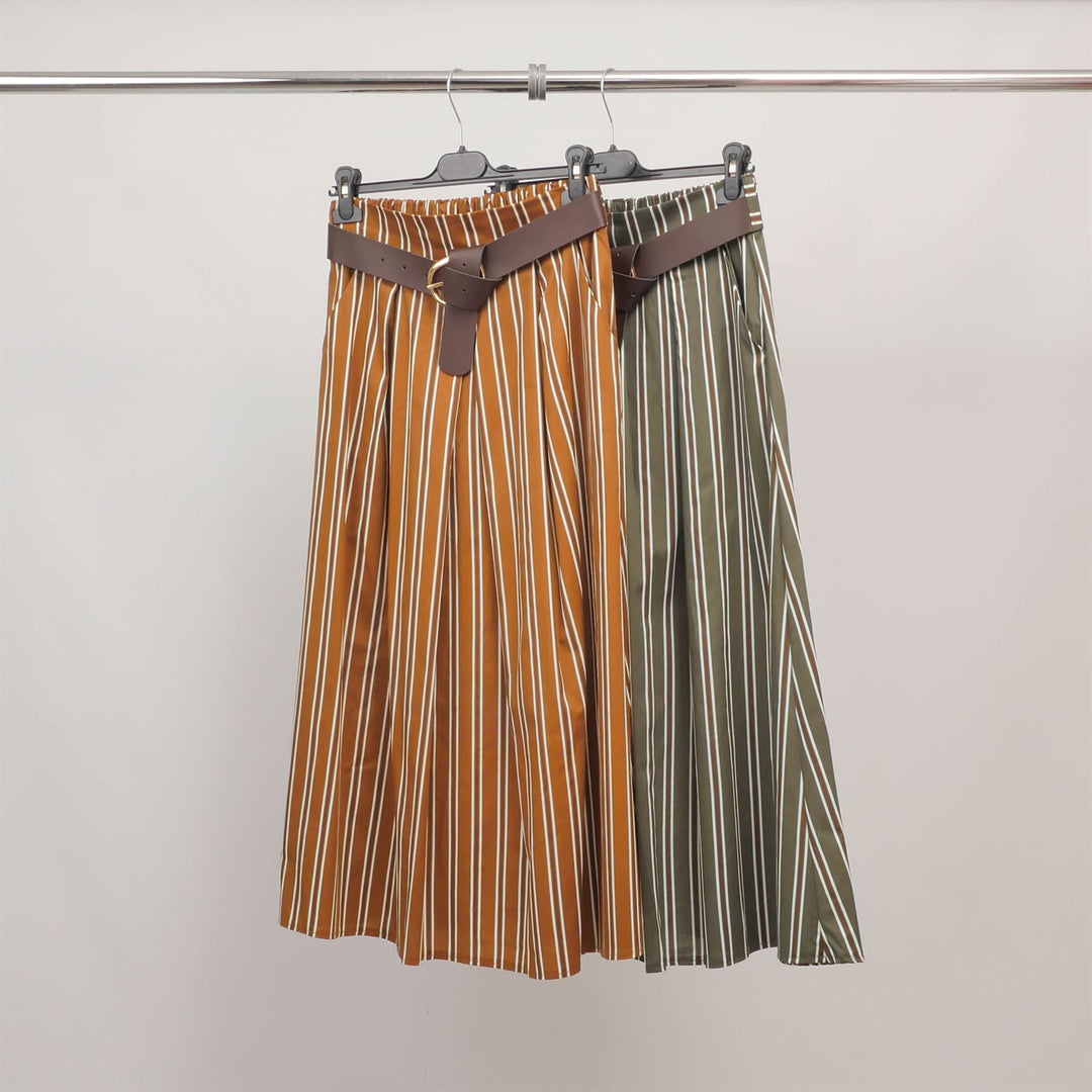 Striped belted midi skirt TDM52123-24