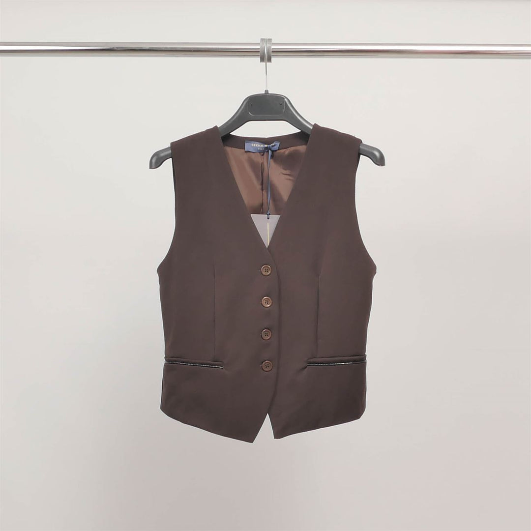 Sleeveless button-front tailored vest TDM71724