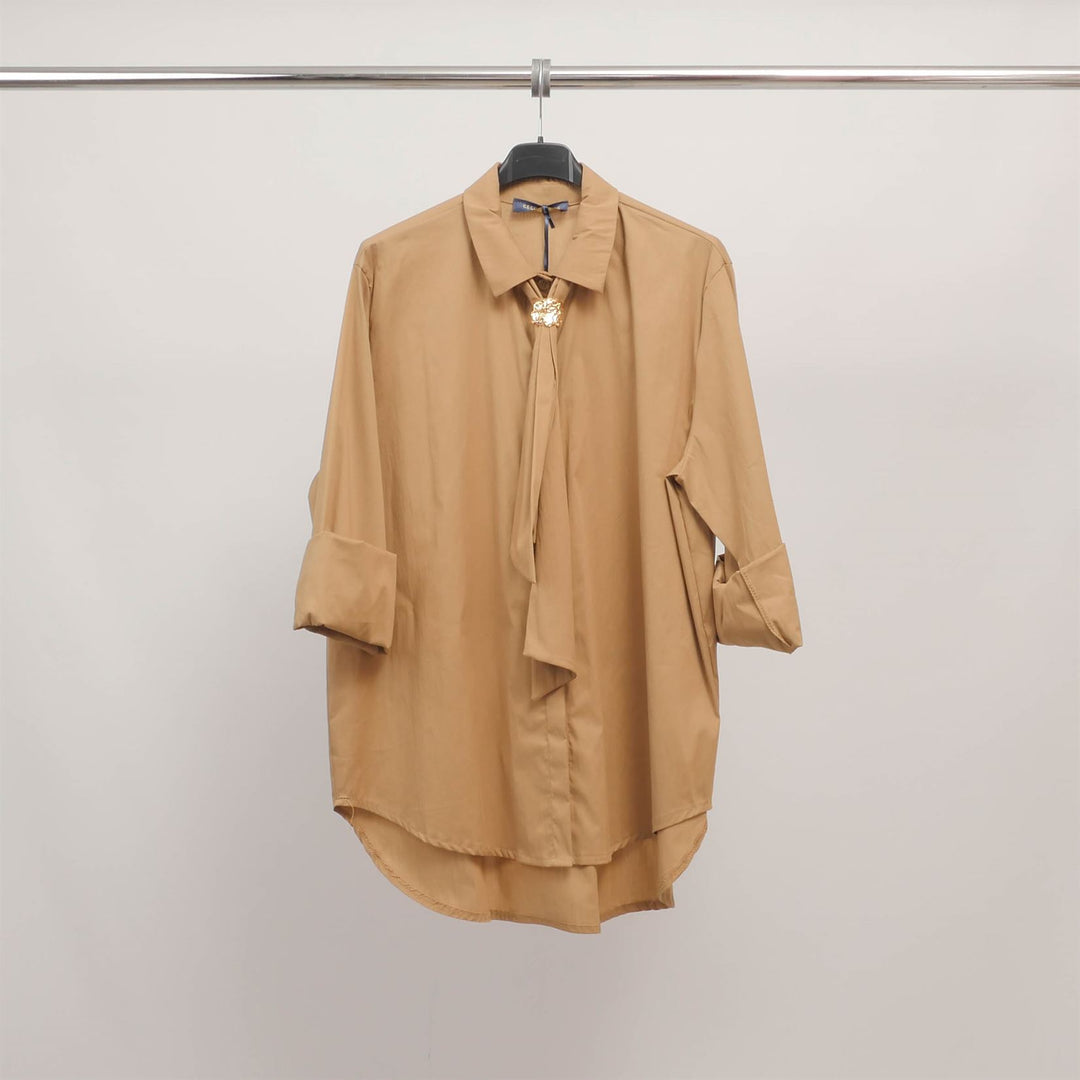 Long-sleeved jeweled bow shirt TDM71025