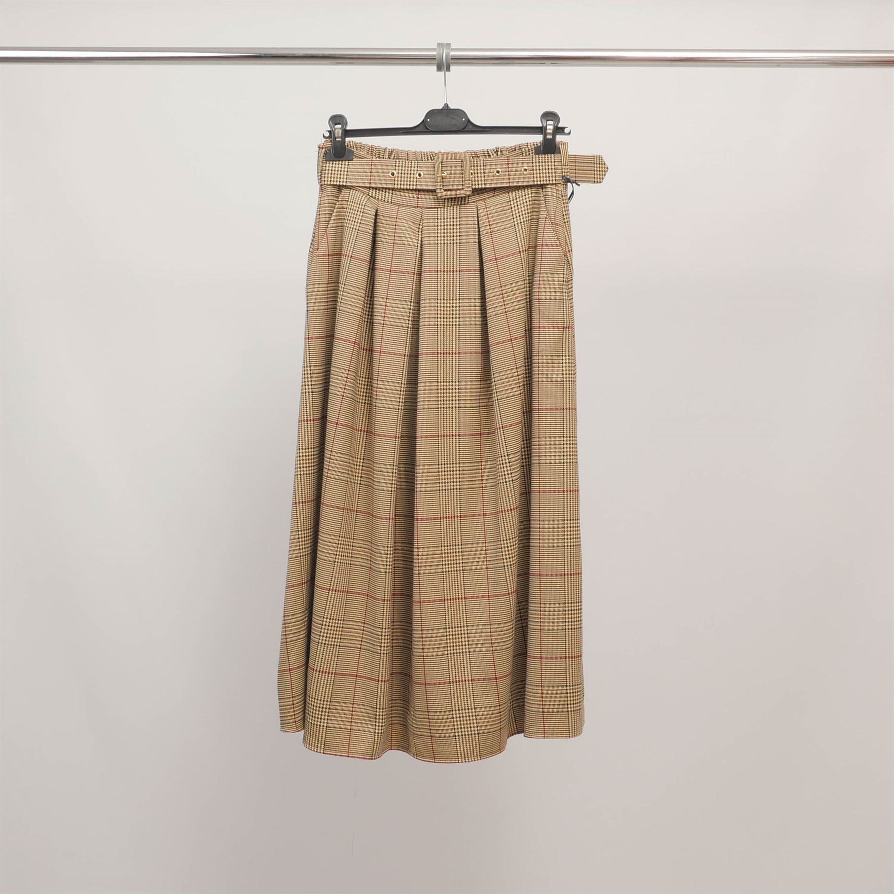 Jupe midi à carreaux avec ceinture assortie TDM72125