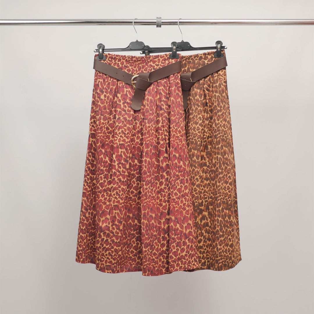 Jupe midi imprimé léopard ceinturée TDM52123-20