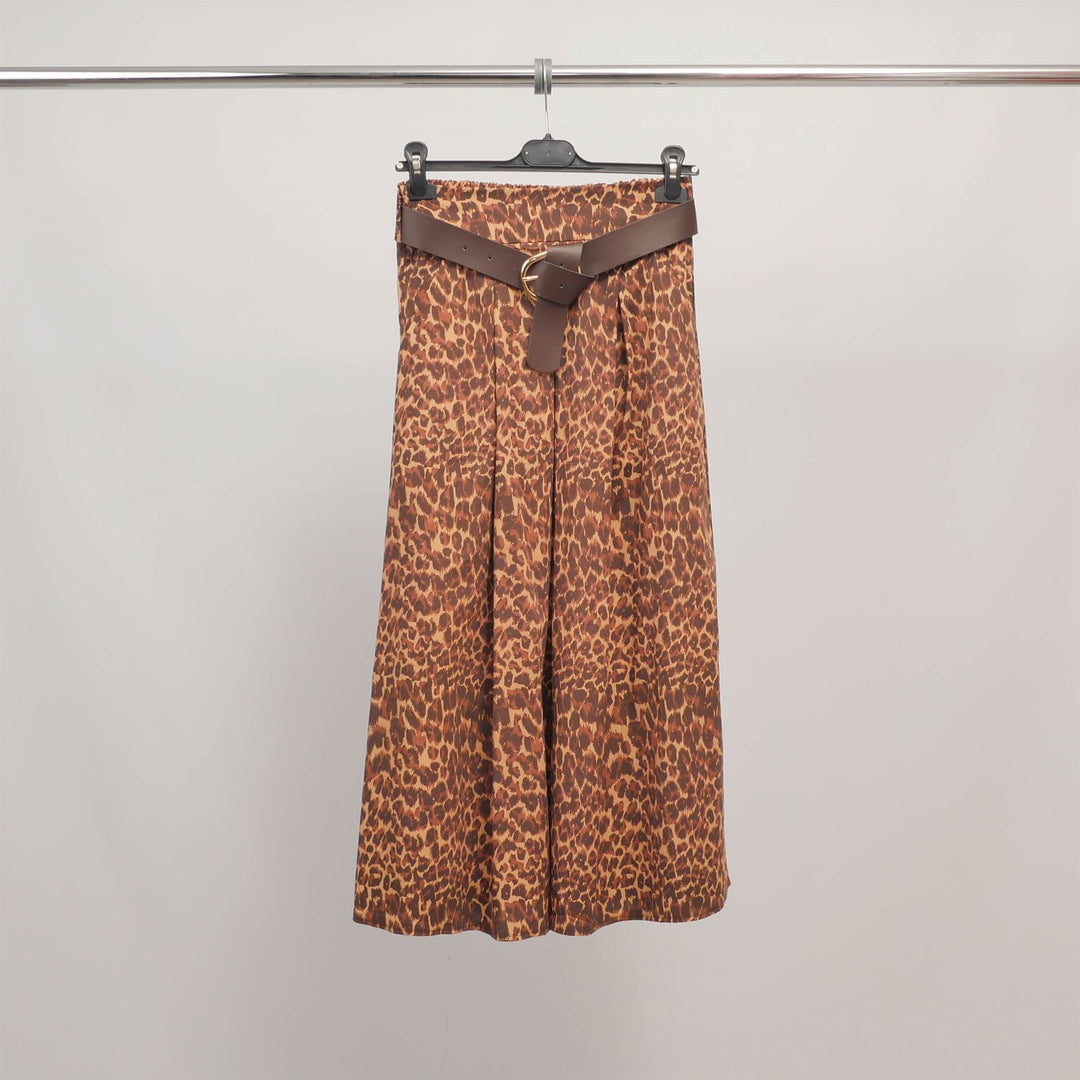 Jupe midi imprimé léopard ceinturée TDM52123-20