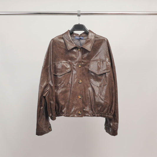 Veste effet cuir à poches à rabat TDM53925