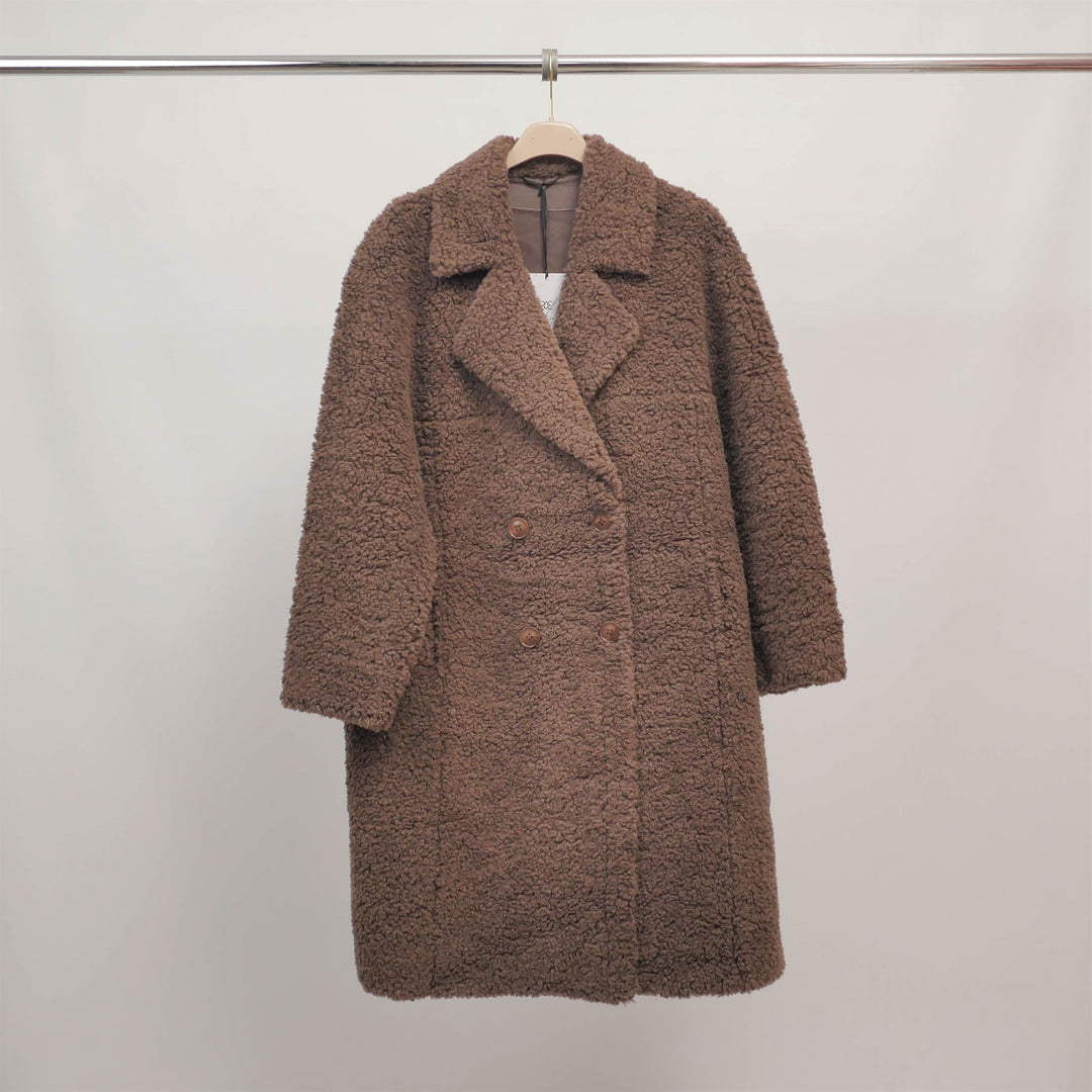 Manteau long effet mouton doublé croisé DSY25032