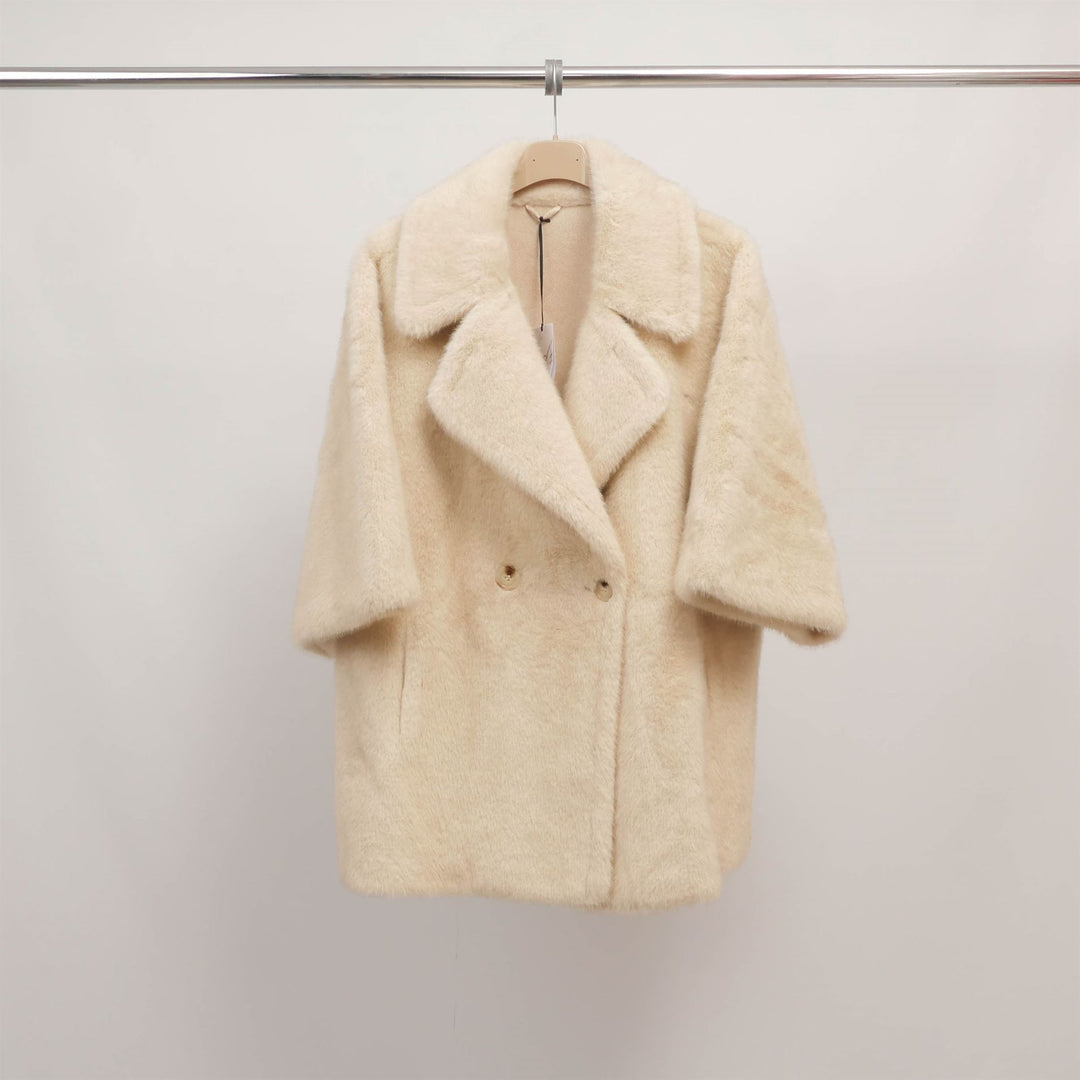 Short faux fur coat with 3/4 sleeves DSY25035