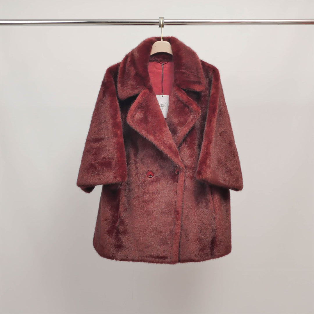 Short faux fur coat with 3/4 sleeves DSY25035