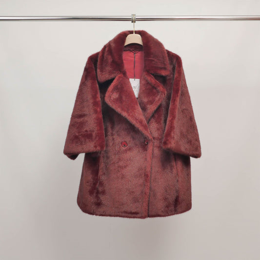 Manteau court fausse fourrure manches 3/4 DSY25035