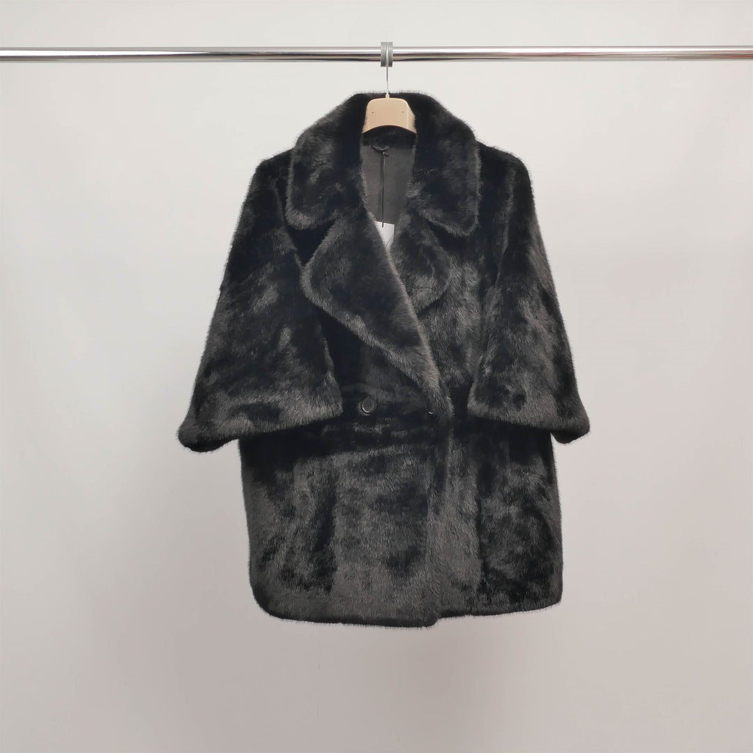 Short faux fur coat with 3/4 sleeves DSY25035