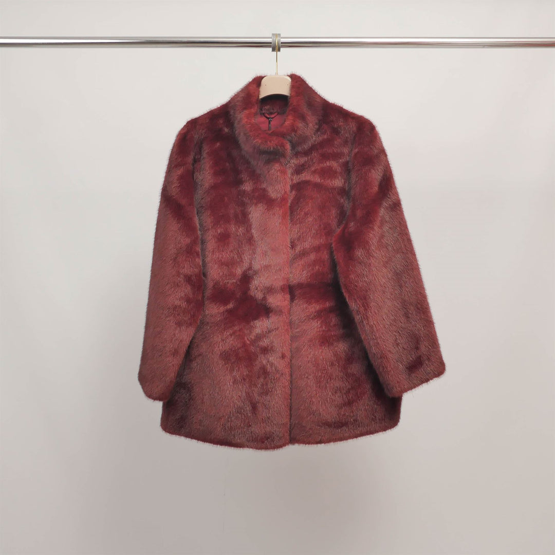 Faux fur jacket with stand-up collar DSY25011
