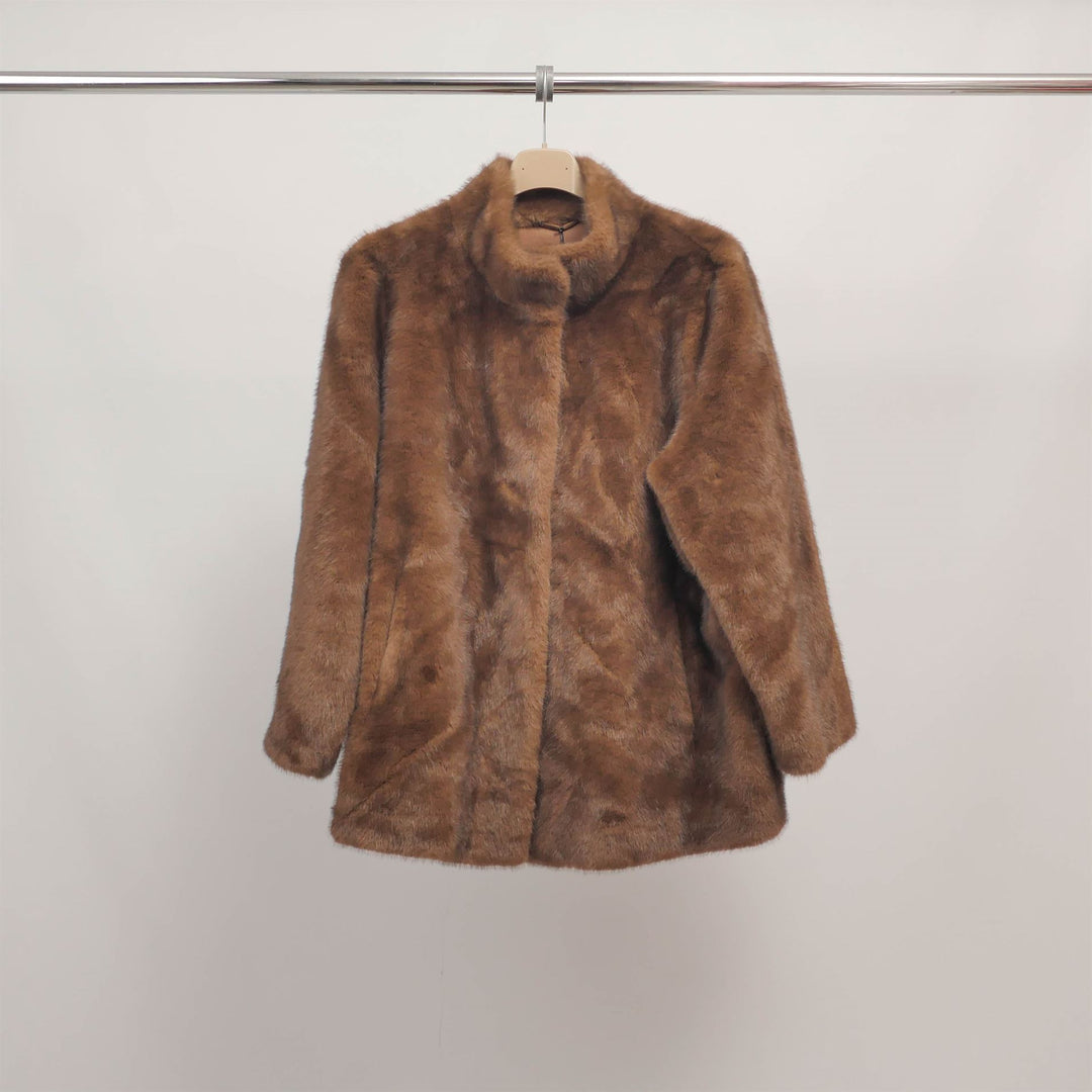 Faux fur jacket with stand-up collar DSY25011