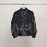 Faux fur jacket with zip-up stand-up collar DSY25019