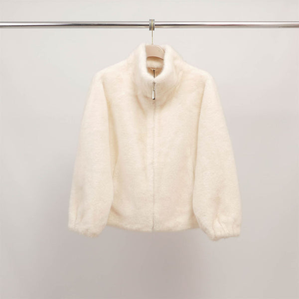 Faux fur jacket with zip-up stand-up collar DSY25019