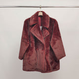 Double-breasted faux fur coat with tailored collar DSY25037