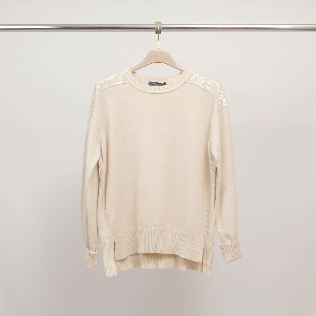 Sequined Shoulder Sweater DSY9552
