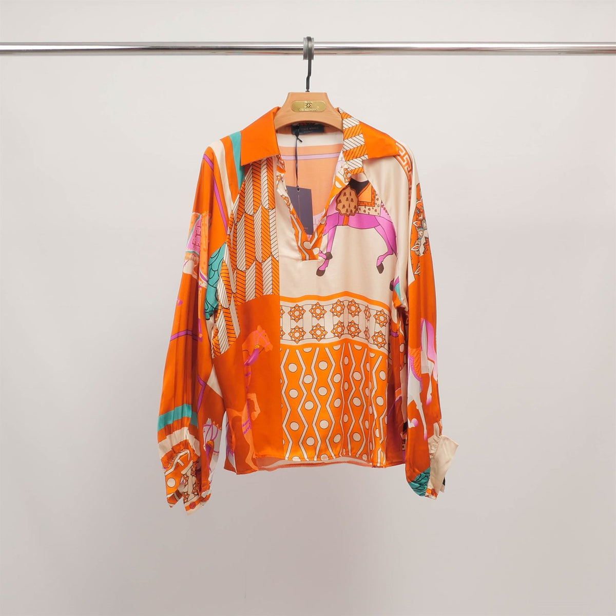 Kd7365vs 20 equestrian print flowy tunic