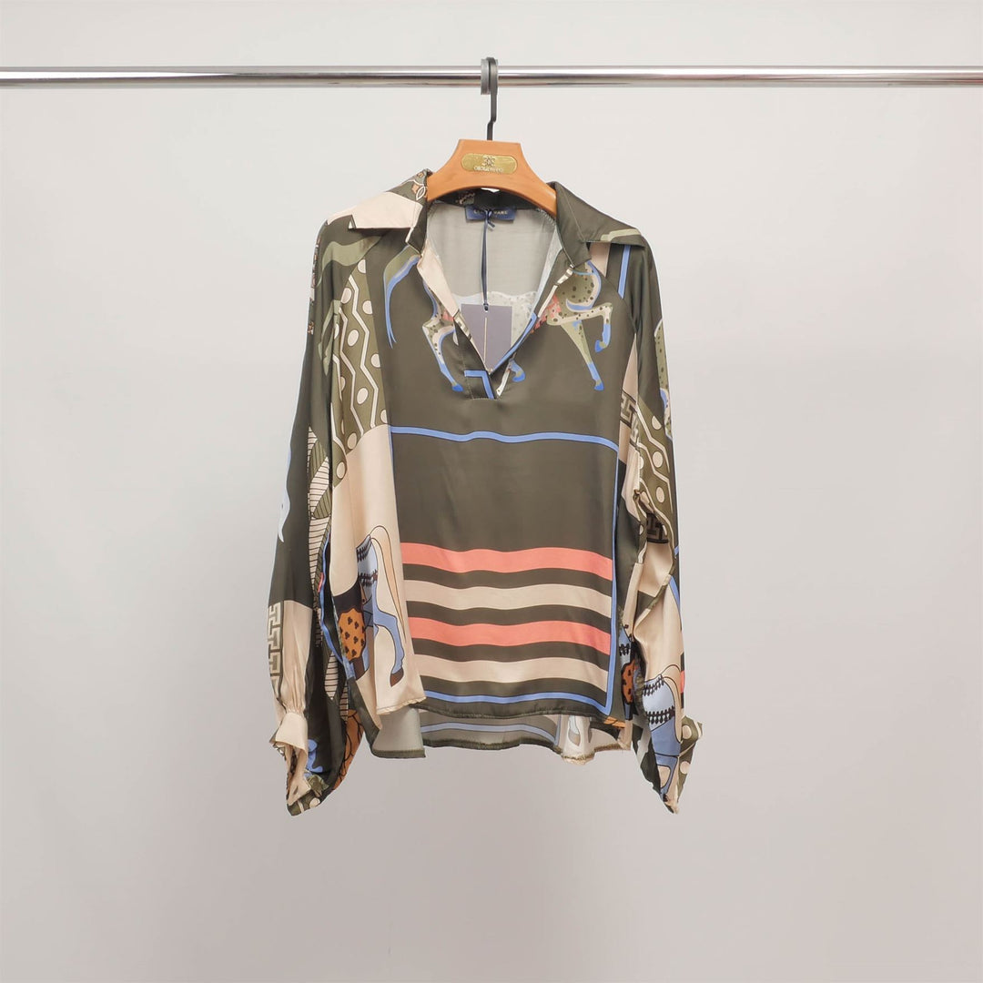 KD7365VS-20 Equestrian Print Flowy Tunic