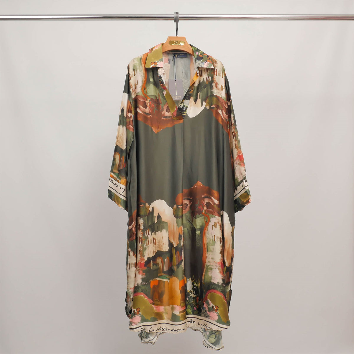 Flowy dress with landscape print and open neckline kd6120vs 27