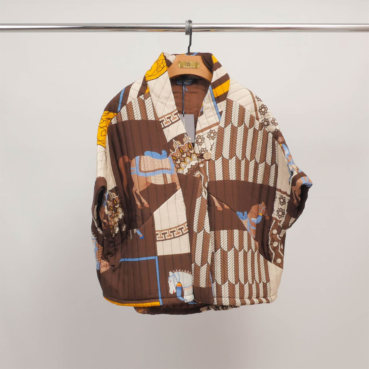 Kd8018 20 quilted printed kimono jacket