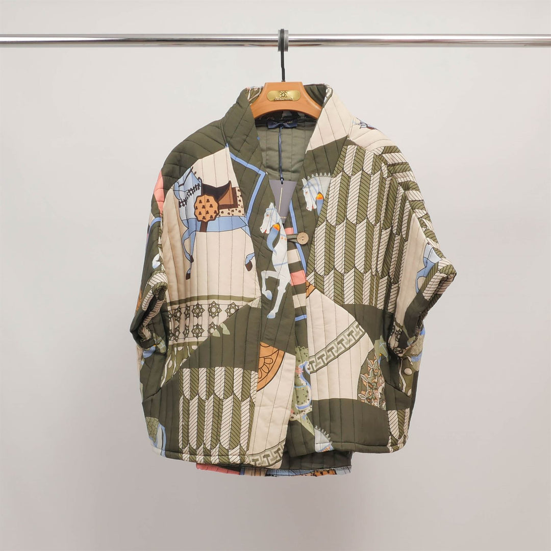 KD8018-20 Quilted Printed Kimono Jacket