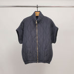 Load image into Gallery viewer, Short-sleeved quilted zip-up jacket DB14679
