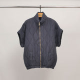 Short-sleeved quilted zip-up jacket DB14679
