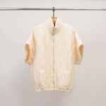 Load image into Gallery viewer, Short-sleeved quilted zip-up jacket DB14679
