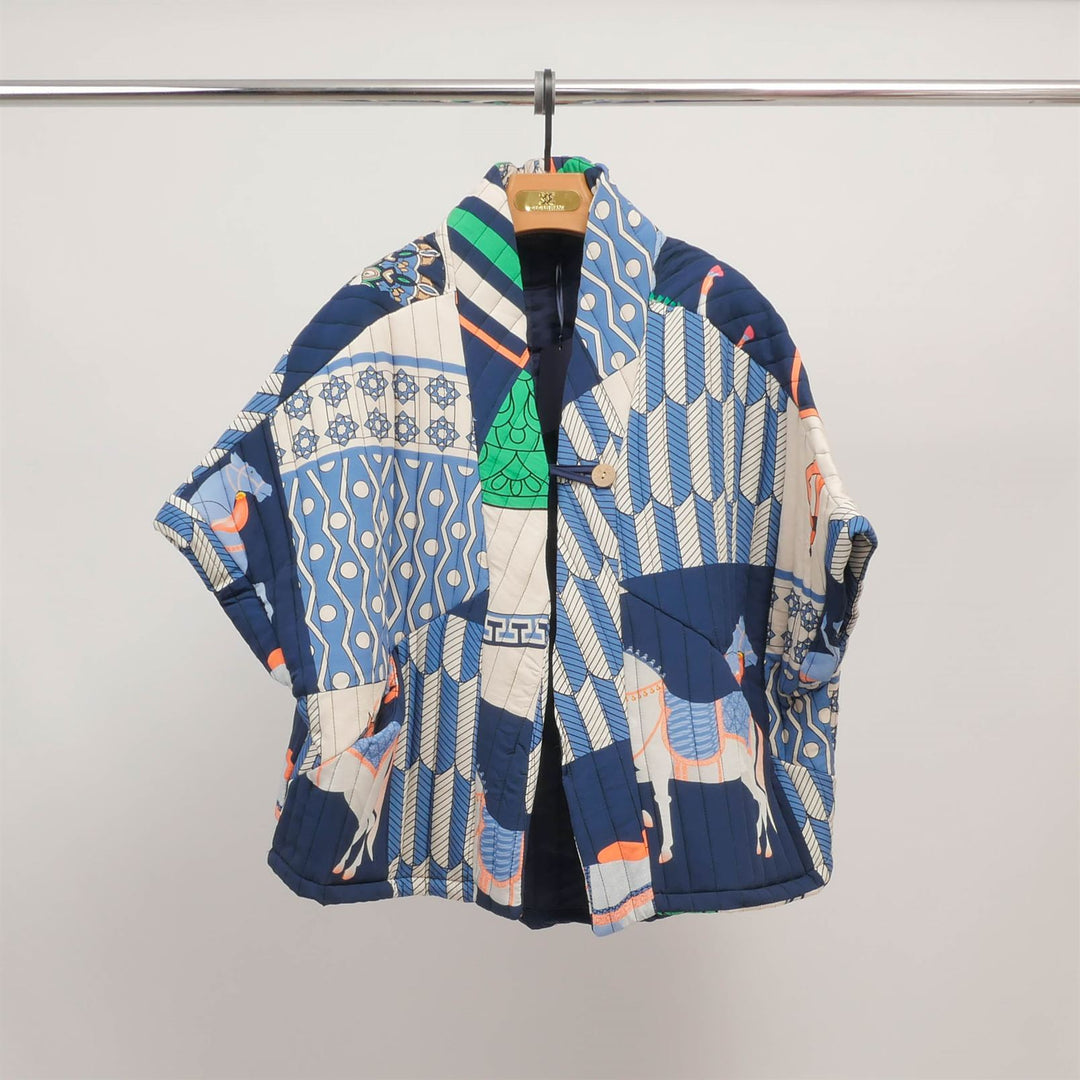 KD8018-20 Quilted Printed Kimono Jacket