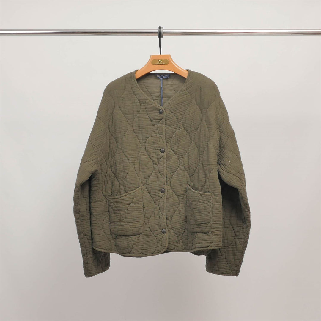 Quilted jacket with round neck and snap buttons KD9060-3