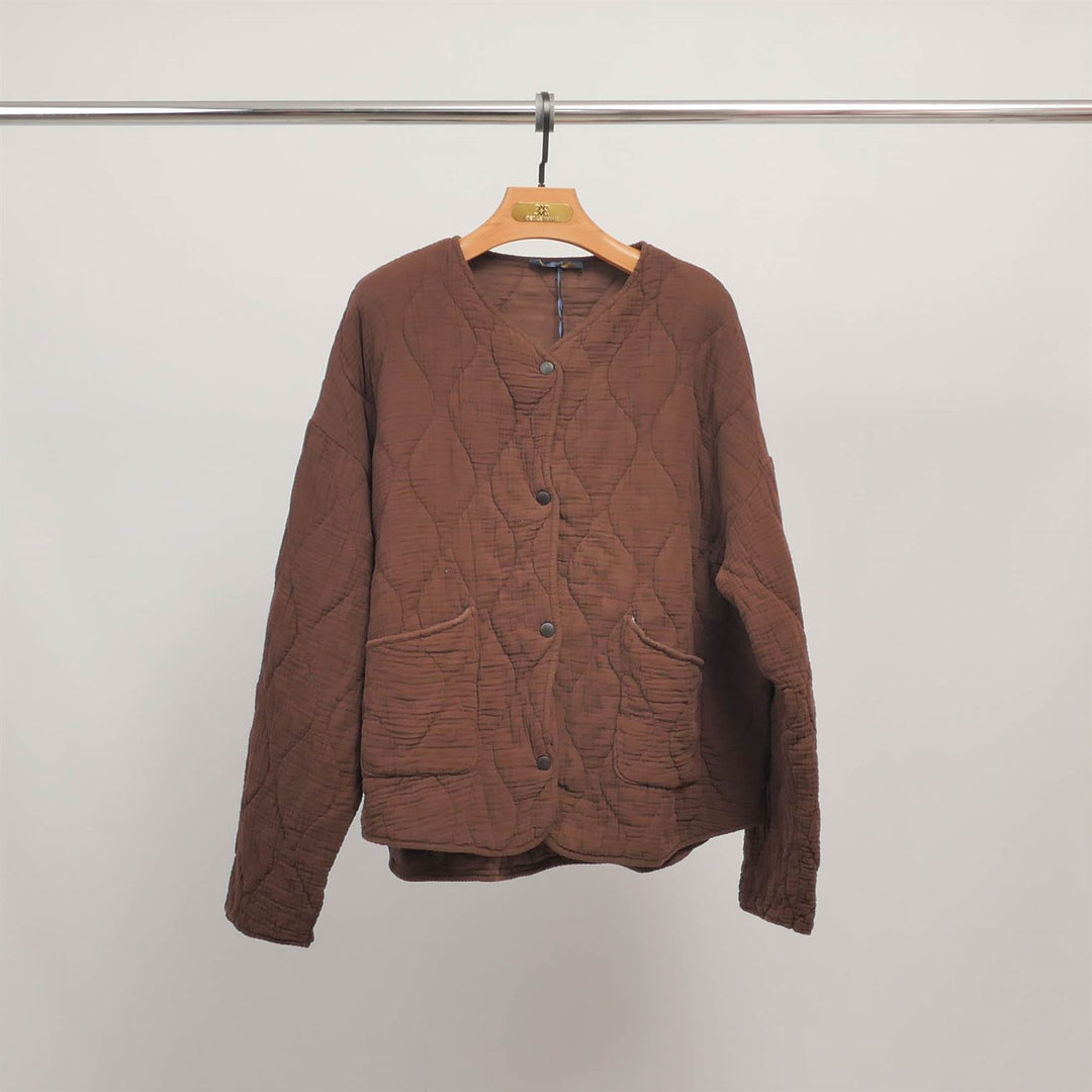 Quilted jacket with round neck and snap buttons KD9060-3