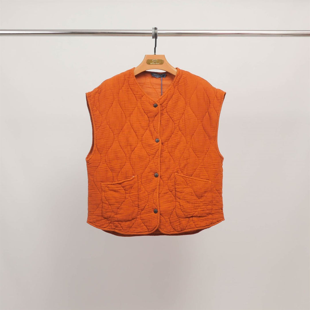 KD8651-3 Sleeveless Quilted Vest with Round Neck