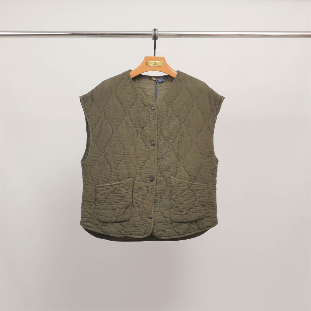 KD8651-3 Sleeveless Quilted Vest with Round Neck