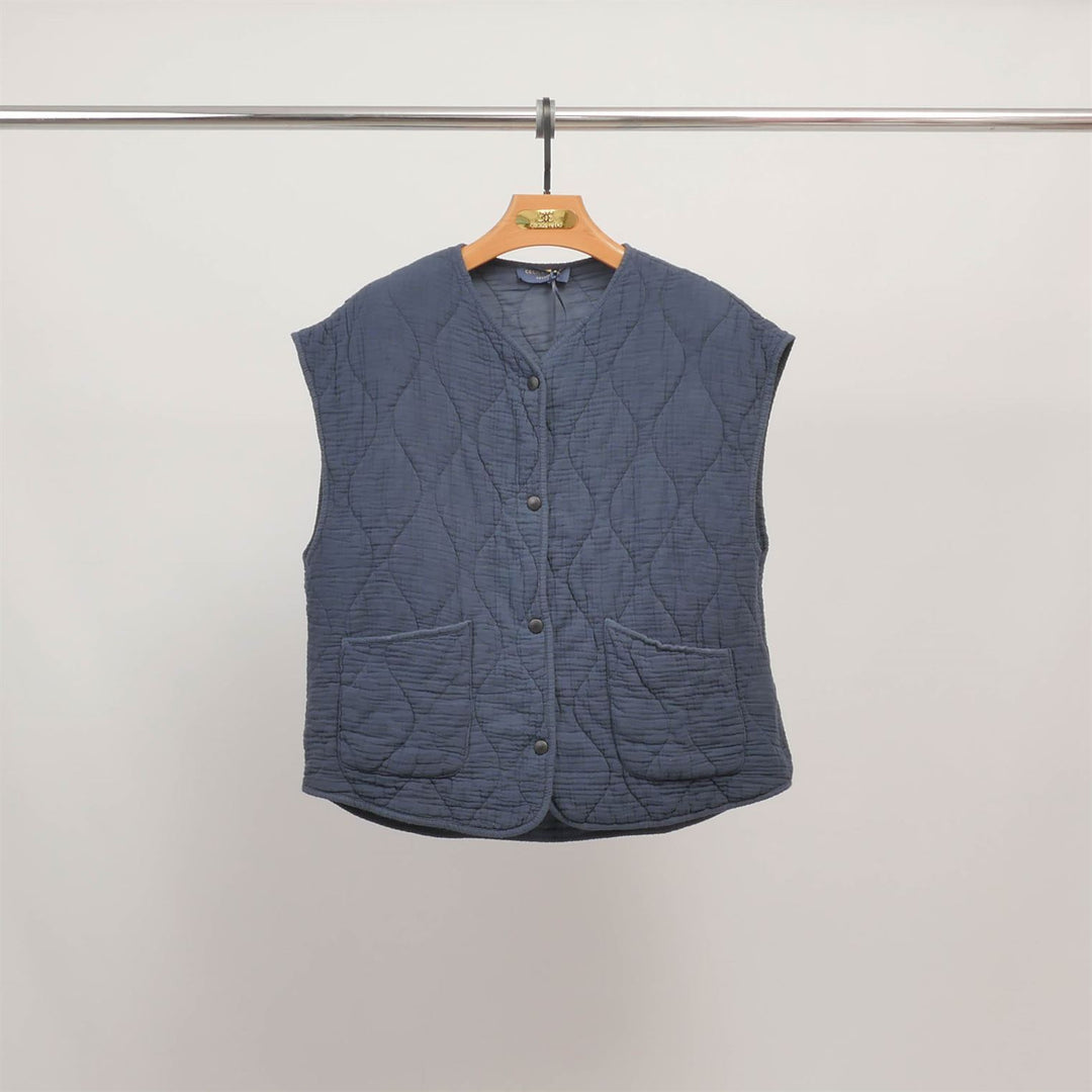 KD8651-3 Sleeveless Quilted Vest with Round Neck