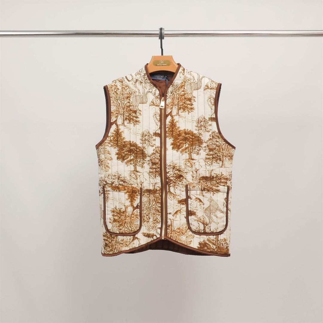 Gilet sans manches imprimé jungle réversible KD9901-2