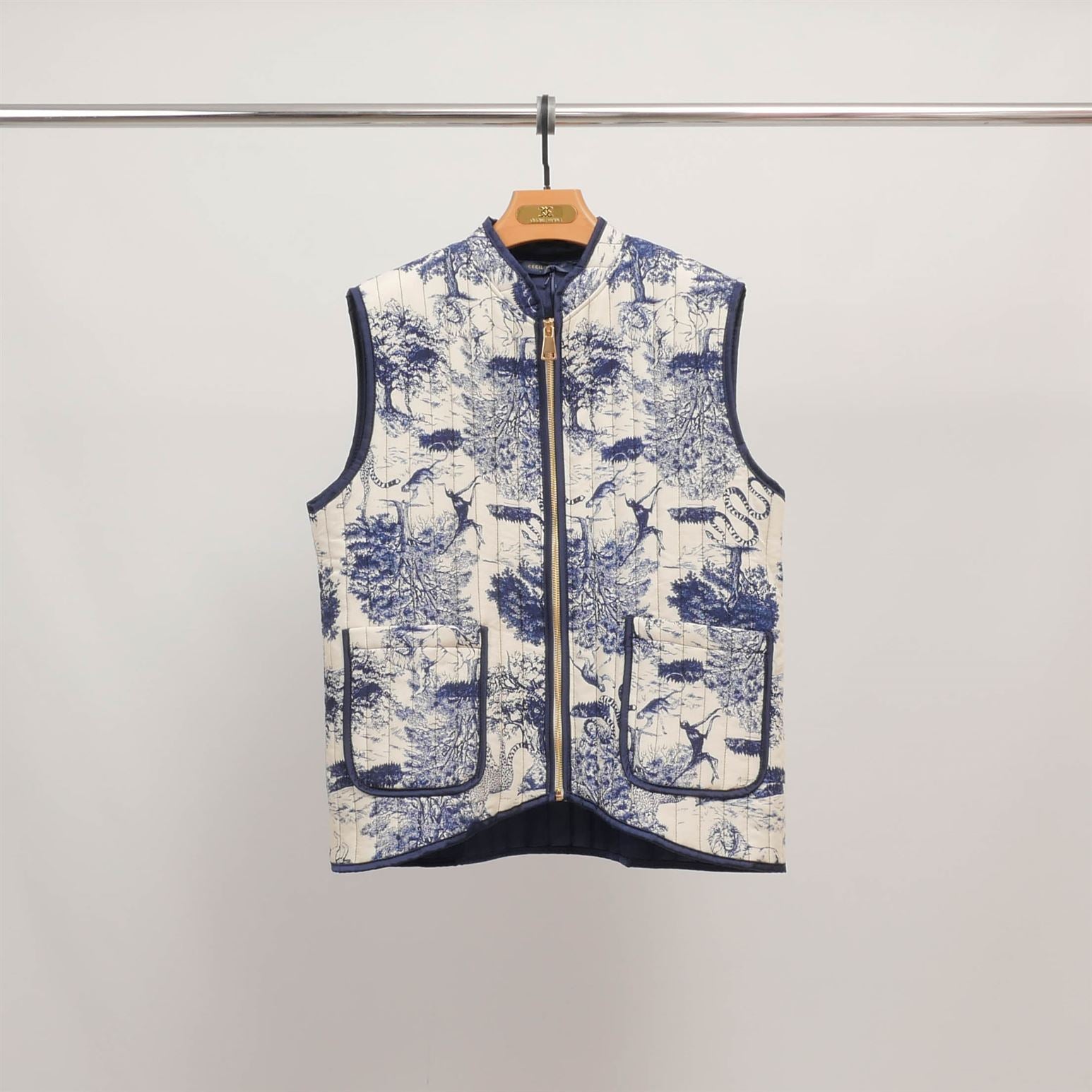 Gilet sans manches imprimé jungle réversible KD9901-2