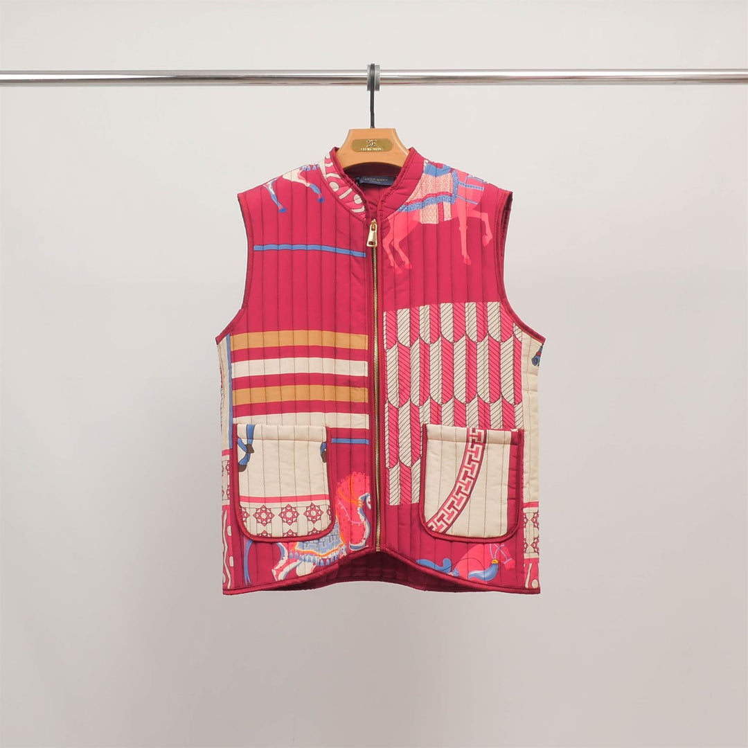 Horse print sleeveless quilted vest KD9901-15