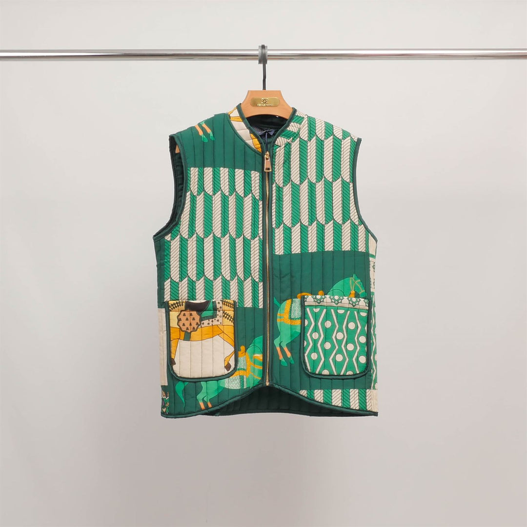 Horse print sleeveless quilted vest KD9901-15