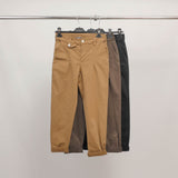 Pantalon carotte taille haute à revers CVA824159