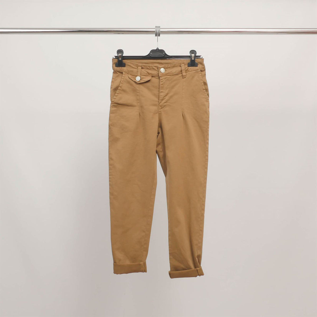 Pantalon carotte taille haute à revers cva824159