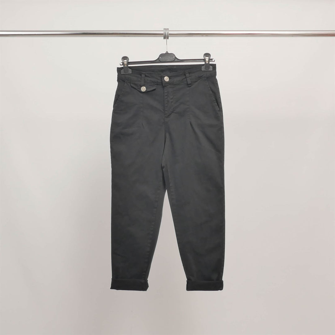 Pantalon carotte taille haute à revers CVA824159