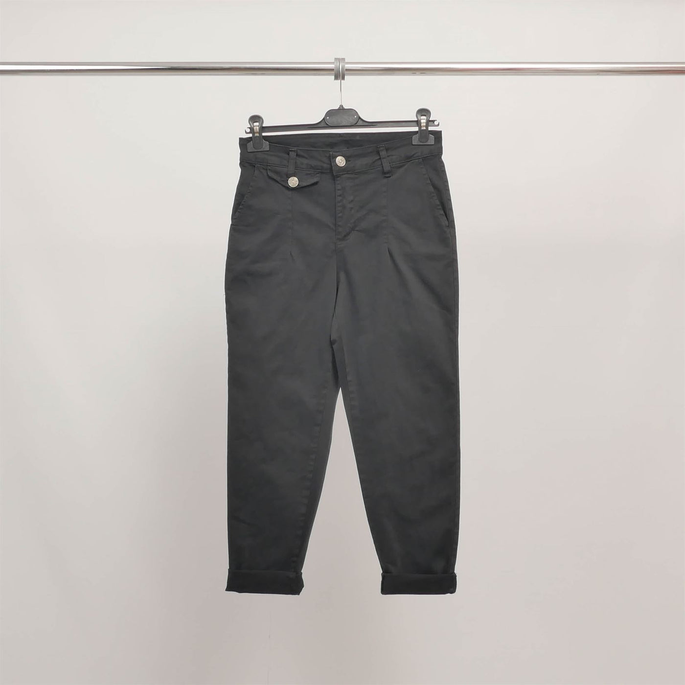 Pantalon carotte taille haute à revers CVA824159