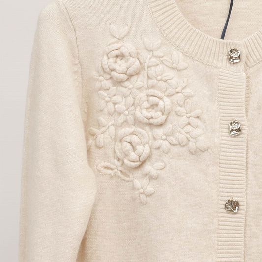 Cardigan brodé fleurs avec boutons bijoux DSY9509