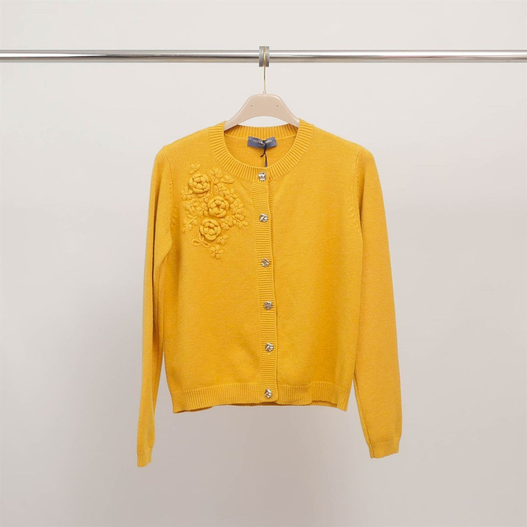 Embroidered floral cardigan with jeweled buttons DSY9509