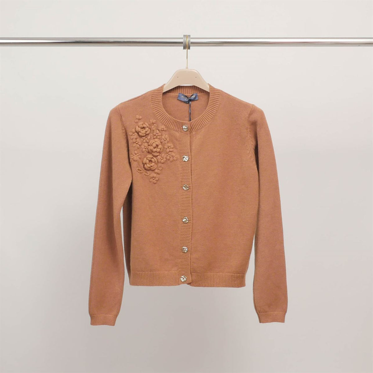 Embroidered floral cardigan with jeweled buttons dsy9509