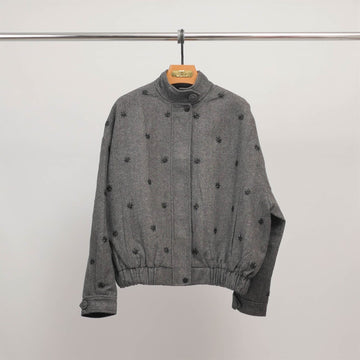 Veste courte en laine brodée à col montant MJ264232