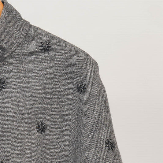Veste courte en laine brodée à col montant MJ264232