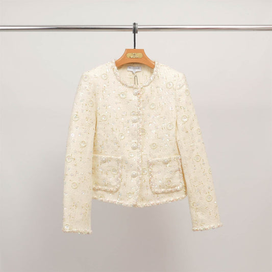 Veste courte en tweed brodé à sequins MJ260576