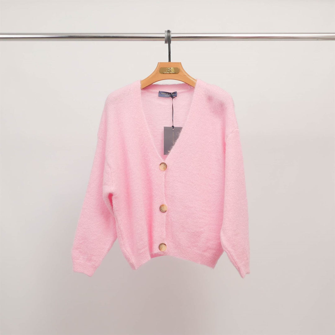 Soft V-neck mohair cardigan PJ22222