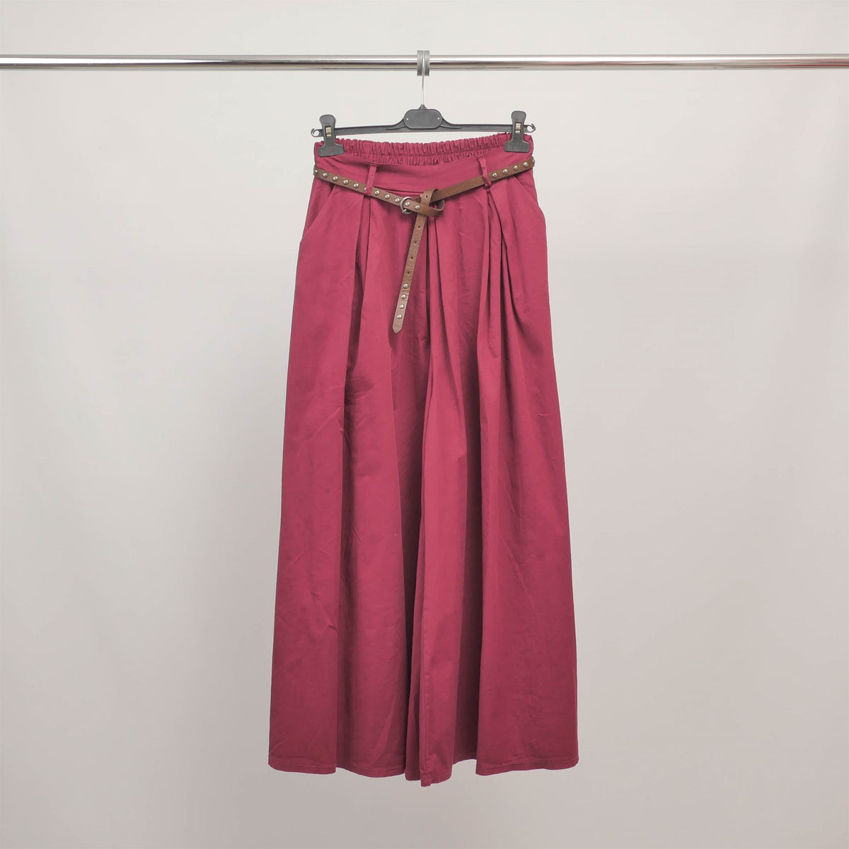 Wide leg belted cotton trousers cva824687