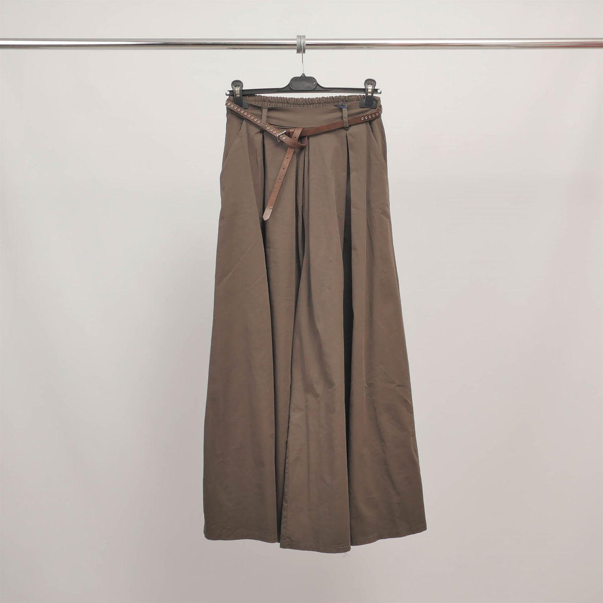 Wide leg belted cotton trousers cva824687